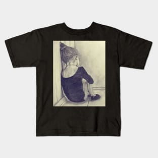 Sad Little Dancer Girl Kids T-Shirt